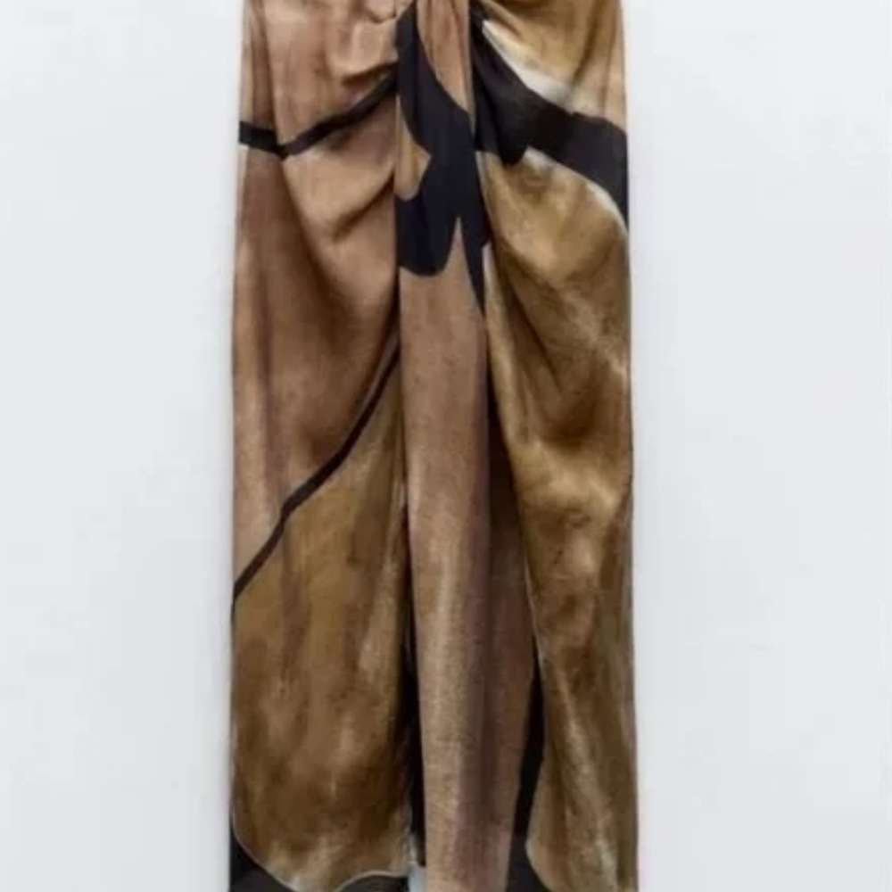 Elegant Brown and Black Abstract Skirt